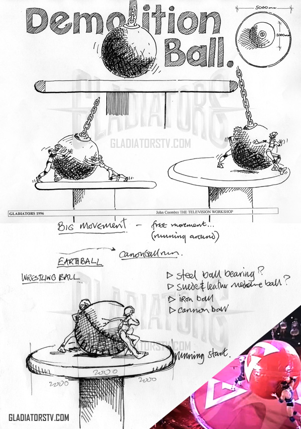 A sketch of Demolition Ball which would go on to become known as Sumo Ball.