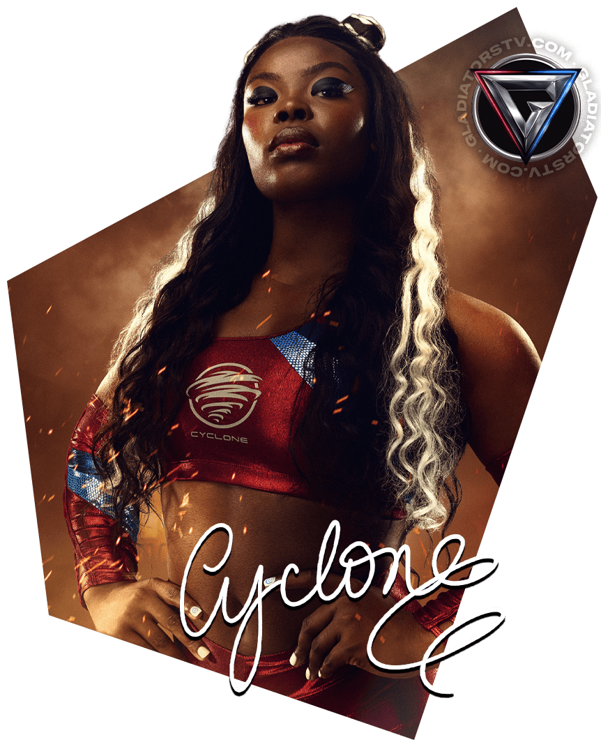 Cyclone (Lystus Ebosele) - UK Gladiator from the 2024 BBC Gladiators series.